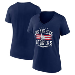 Los Angeles Dodgers Women's Americana Team V-Neck T-Shirt Navy