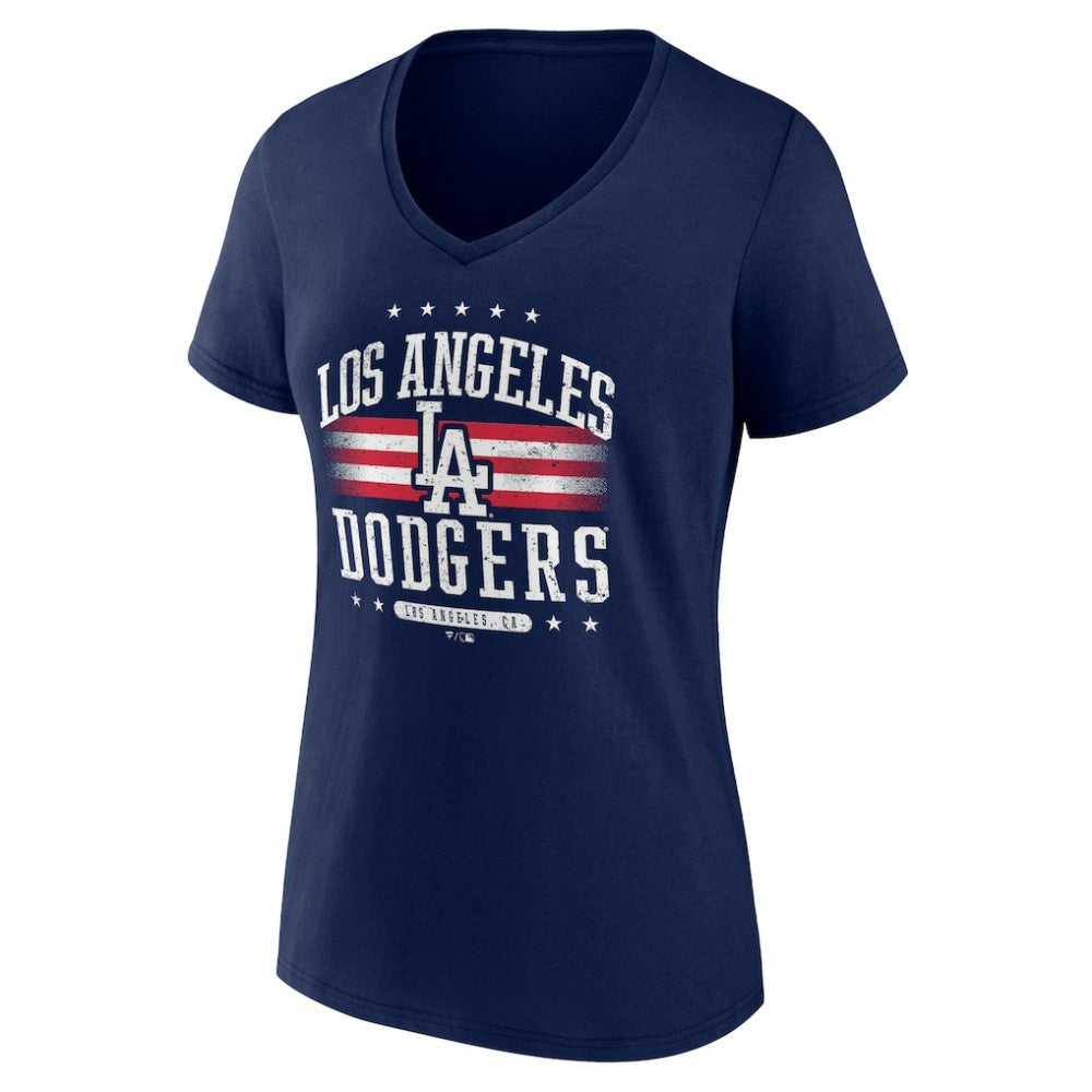 Los Angeles Dodgers Women's Americana Team V-Neck T-Shirt Navy