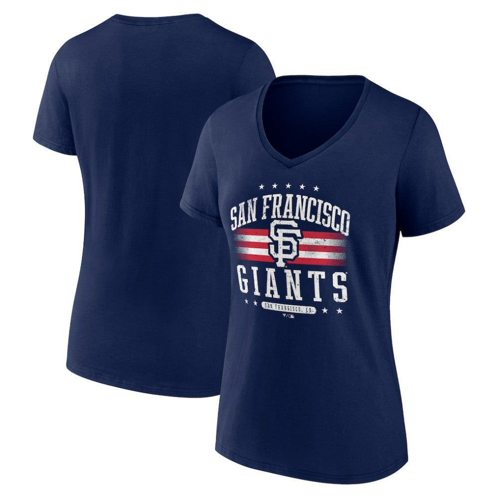 San Francisco Giants Women's Americana Team V-Neck T-Shirt Navy