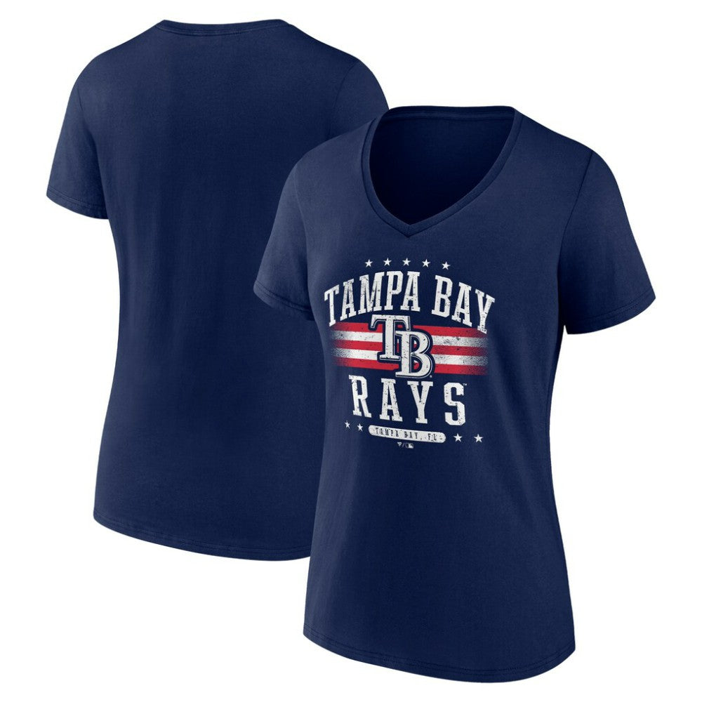 Tampa Bay Rays Women's Americana Team V-Neck T-Shirt Navy