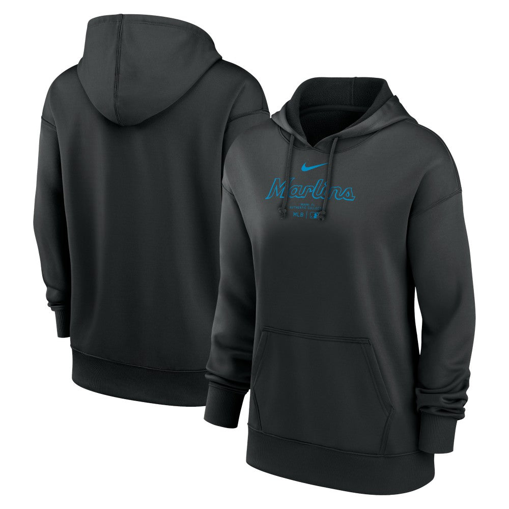 Miami Marlins Women's Authentic Collection Performance Pullover Hoodie Black | Nike
