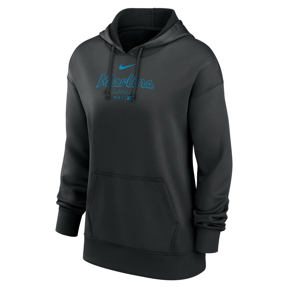 Miami Marlins Women's Authentic Collection Performance Pullover Hoodie Black | Nike