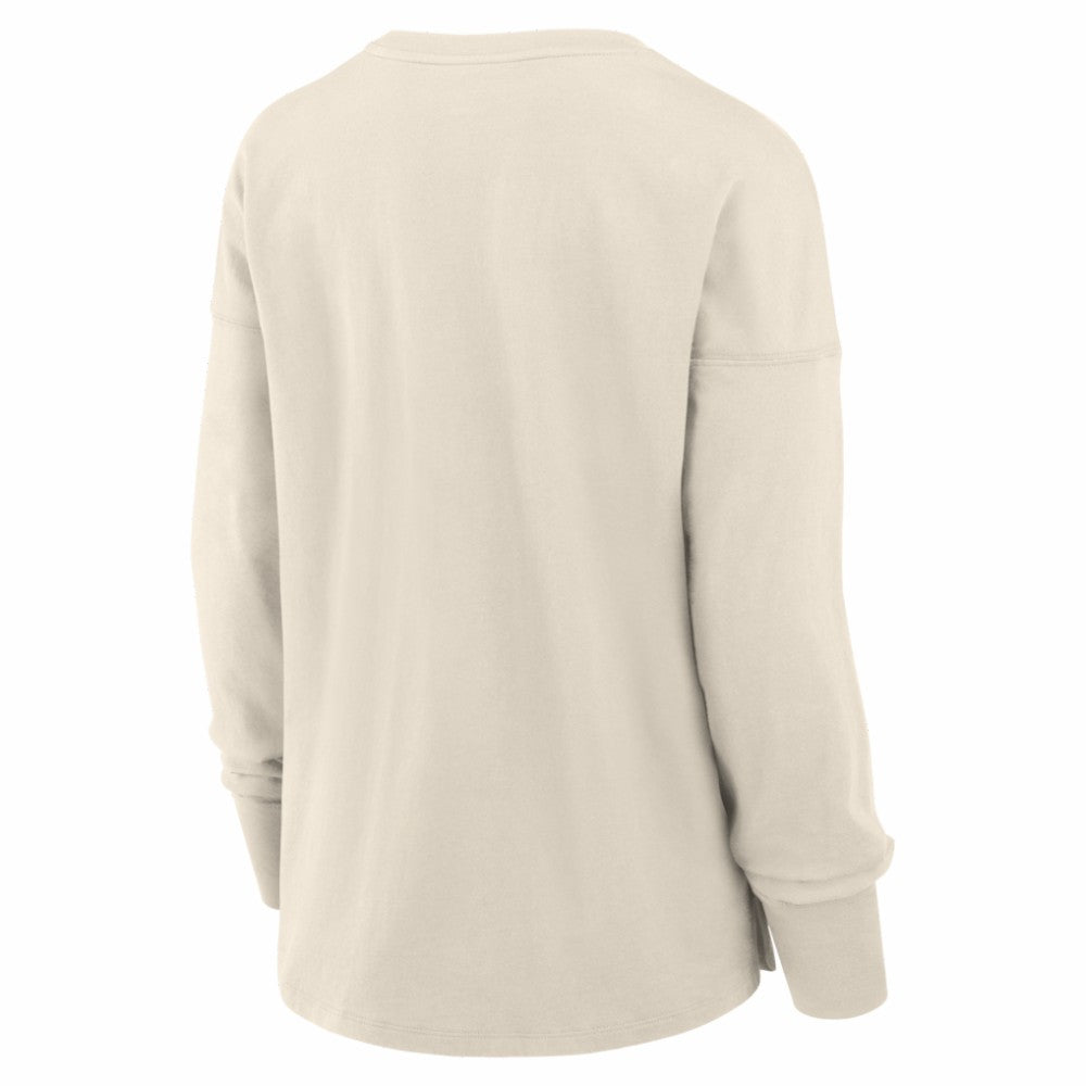Colorado Avalanche Fanatics Women's Distressed Logo Long Sleeve T-Shirt Cream