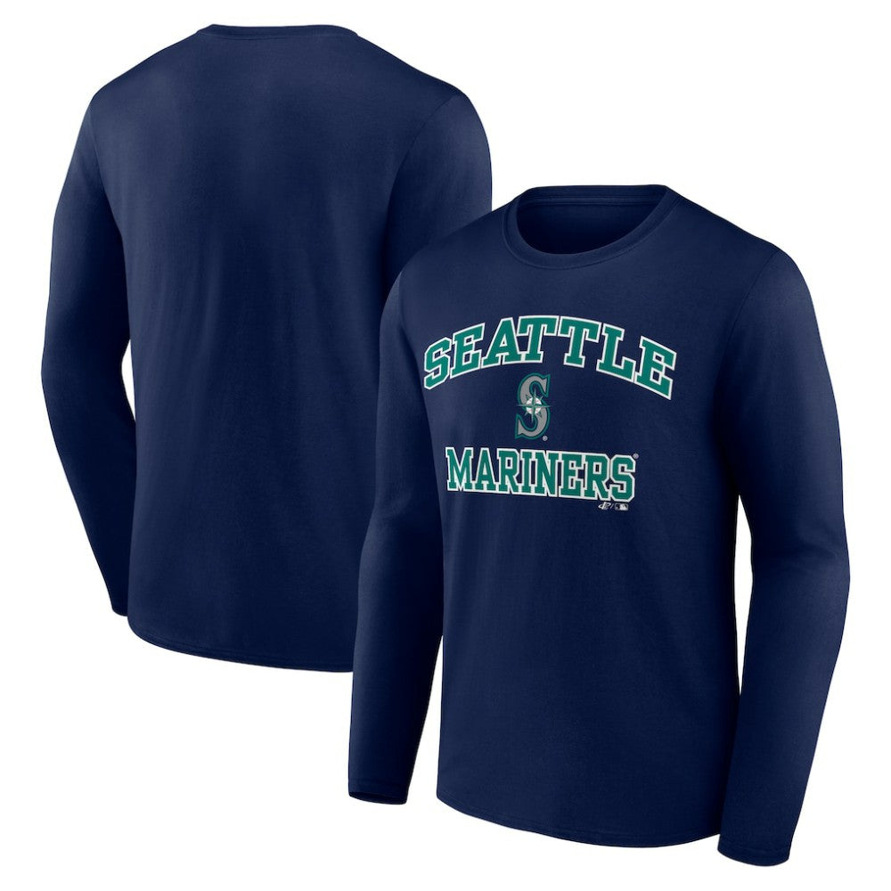 Seattle Mariners Logo Athletic Heart & Soul Long Sleeve T-Shirt Navy