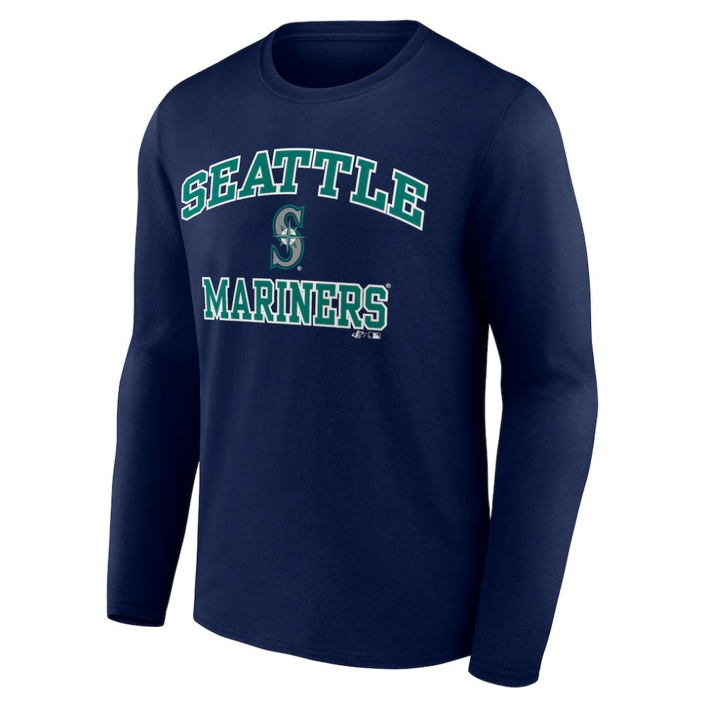 Seattle Mariners Logo Athletic Heart & Soul Long Sleeve T-Shirt Navy