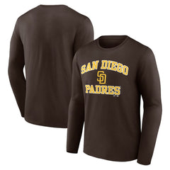 San Diego Padres Logo Athletic Heart & Soul Long Sleeve T-Shirt Brown