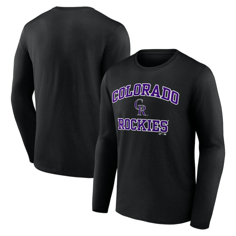 Colorado Rockies Logo Athletic Heart & Soul Long Sleeve T-Shirt Black