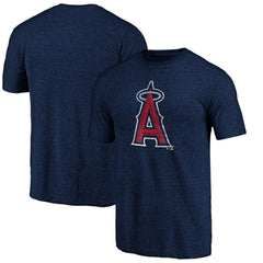 Los Angeles Angels Official Logo Tri-Blend T-Shirt Heather Navy