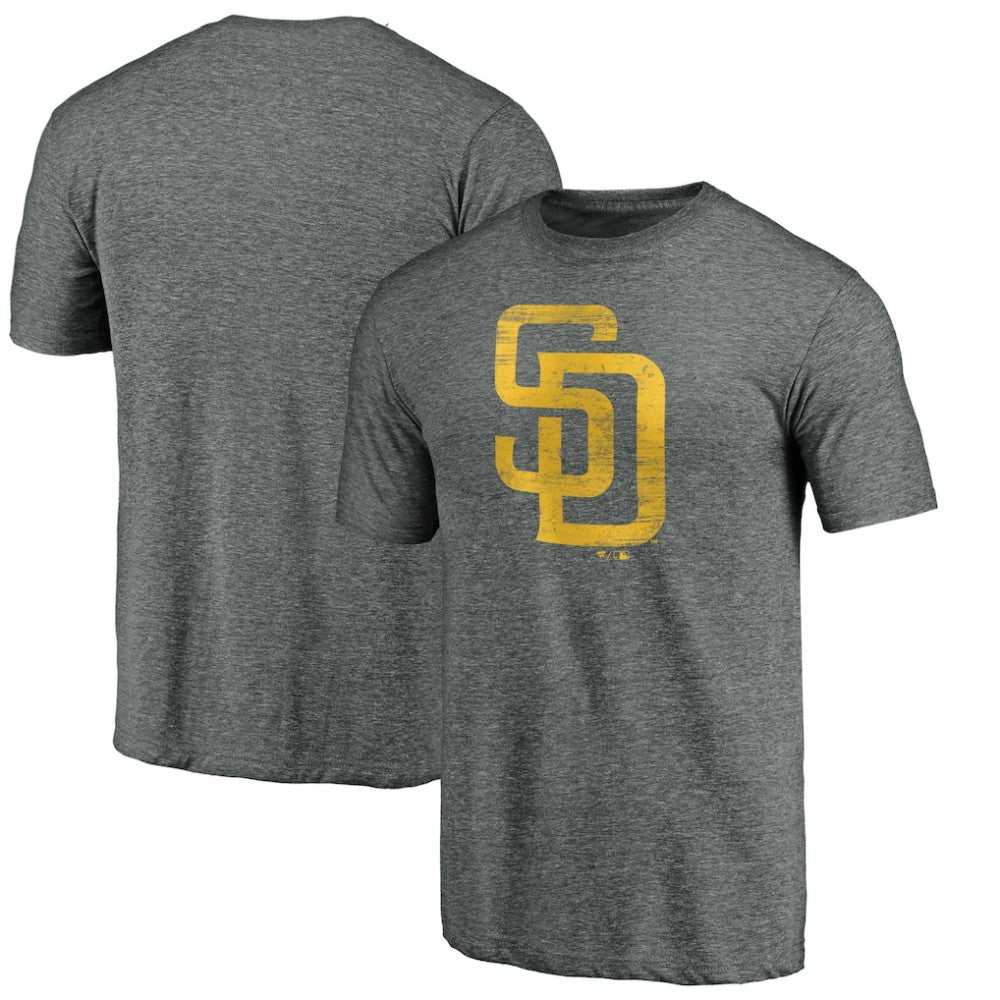 San Diego Padres Official Logo Tri-Blend T-Shirt Heather Gray