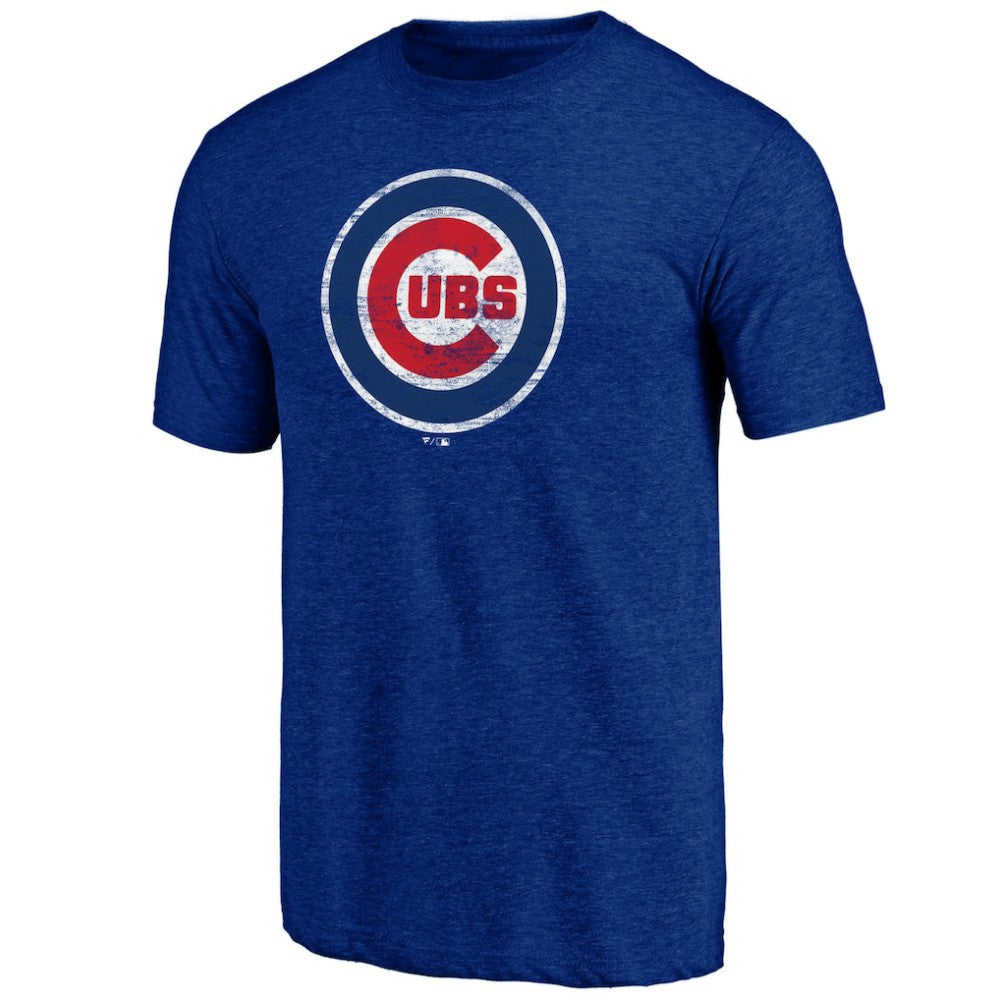 Chicago Cubs Official Logo Tri-Blend T-Shirt Heather Royal