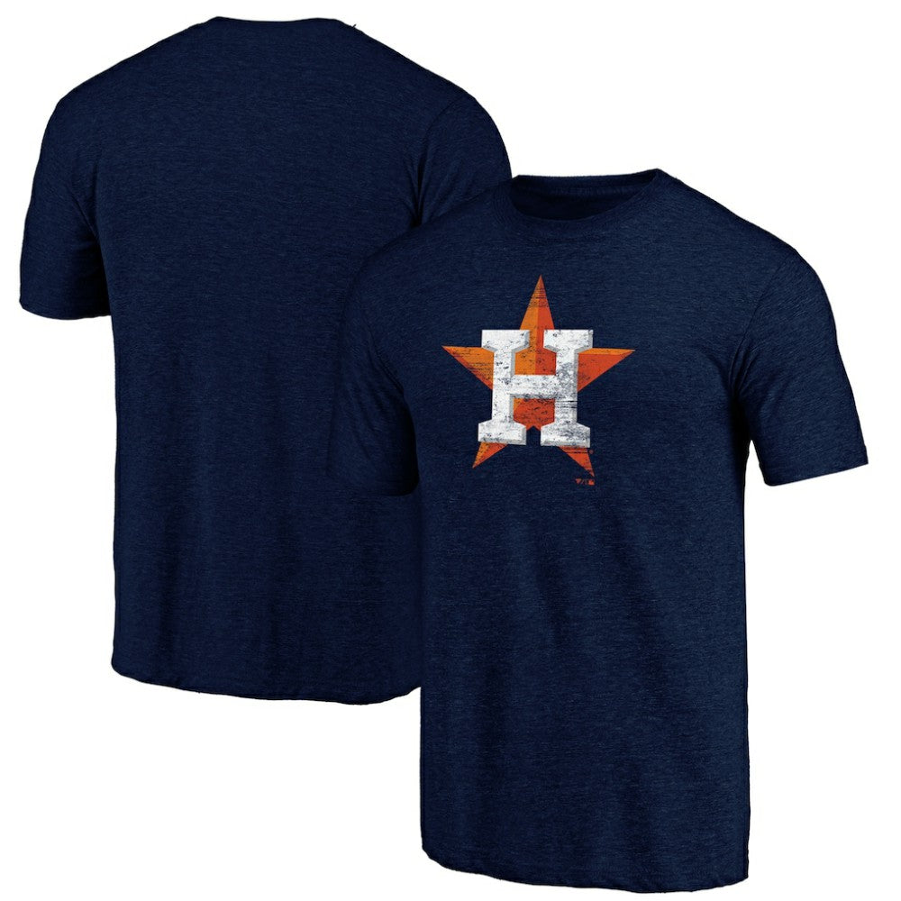 Houston Astros Official Logo Tri-Blend T-Shirt Heather Navy