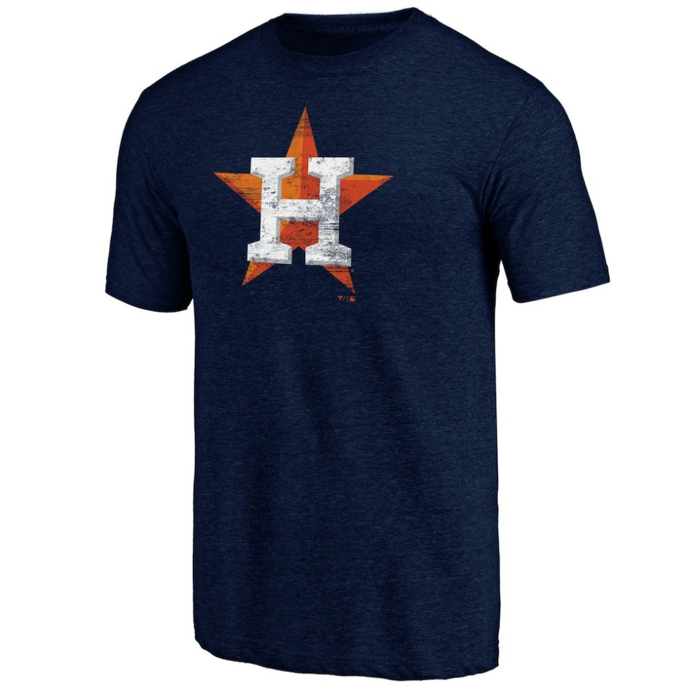 Houston Astros Official Logo Tri-Blend T-Shirt Heather Navy