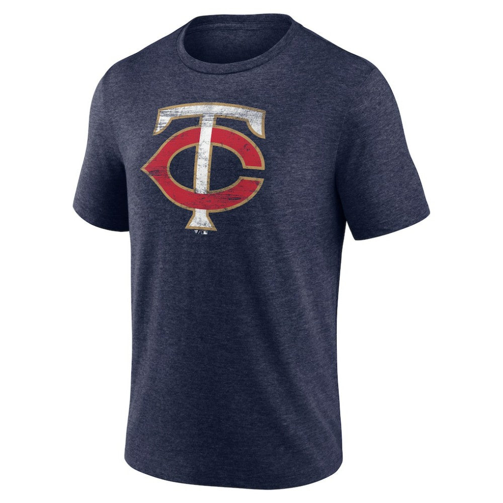 Minnesota Twins Official Logo Tri-Blend T-Shirt Heather Navy