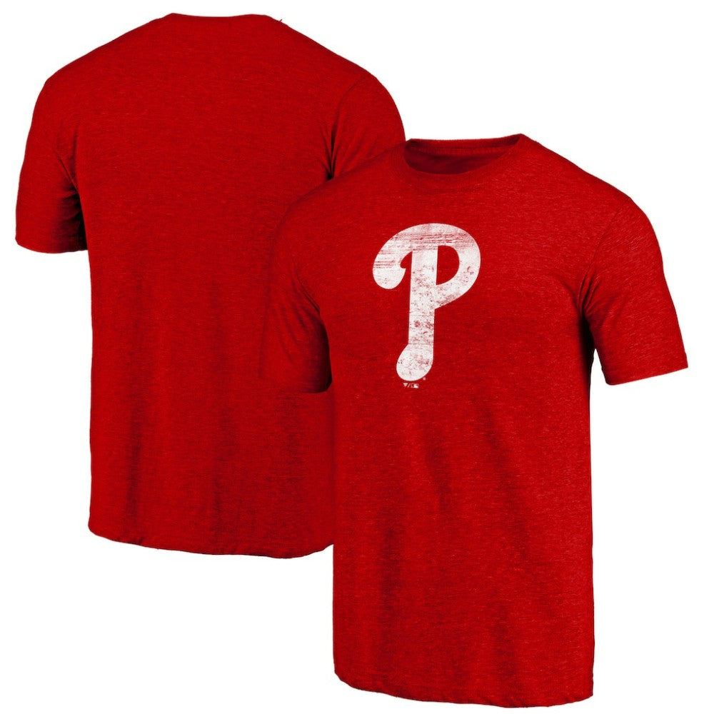 Philadelphia Phillies Official Logo Tri-Blend T-Shirt Heather Red