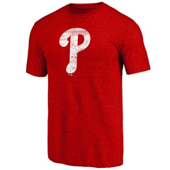 Philadelphia Phillies Official Logo Tri-Blend T-Shirt Heather Red