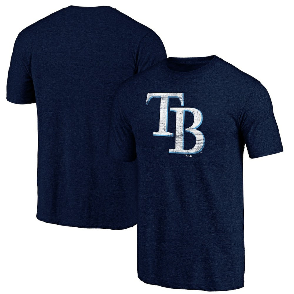 Tampa Bay Rays Official Logo Tri-Blend T-Shirt Heather Navy