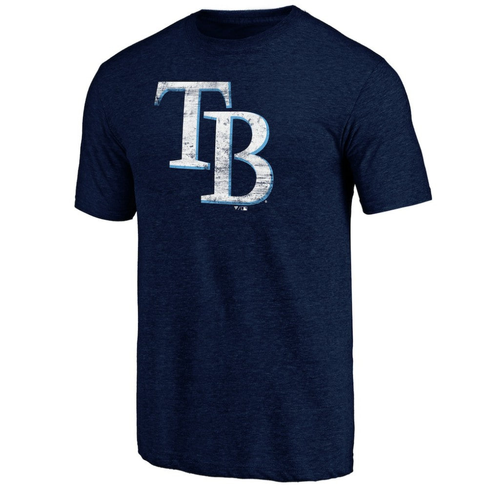 Tampa Bay Rays Official Logo Tri-Blend T-Shirt Heather Navy