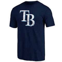 Tampa Bay Rays Official Logo Tri-Blend T-Shirt Heather Navy