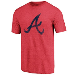 Atlanta Braves Official Logo Tri-Blend T-Shirt Heather Red