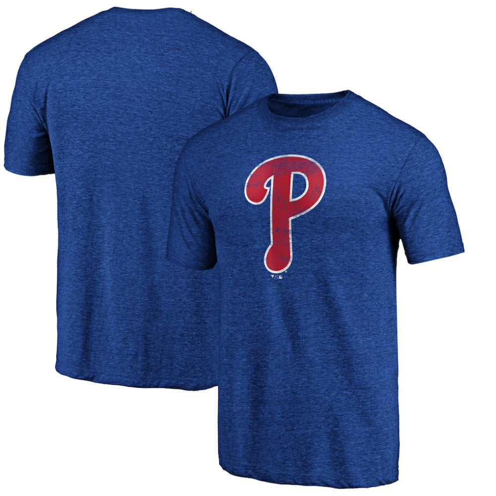 Philadelphia Phillies Official Logo Tri-Blend T-Shirt Heather Royal