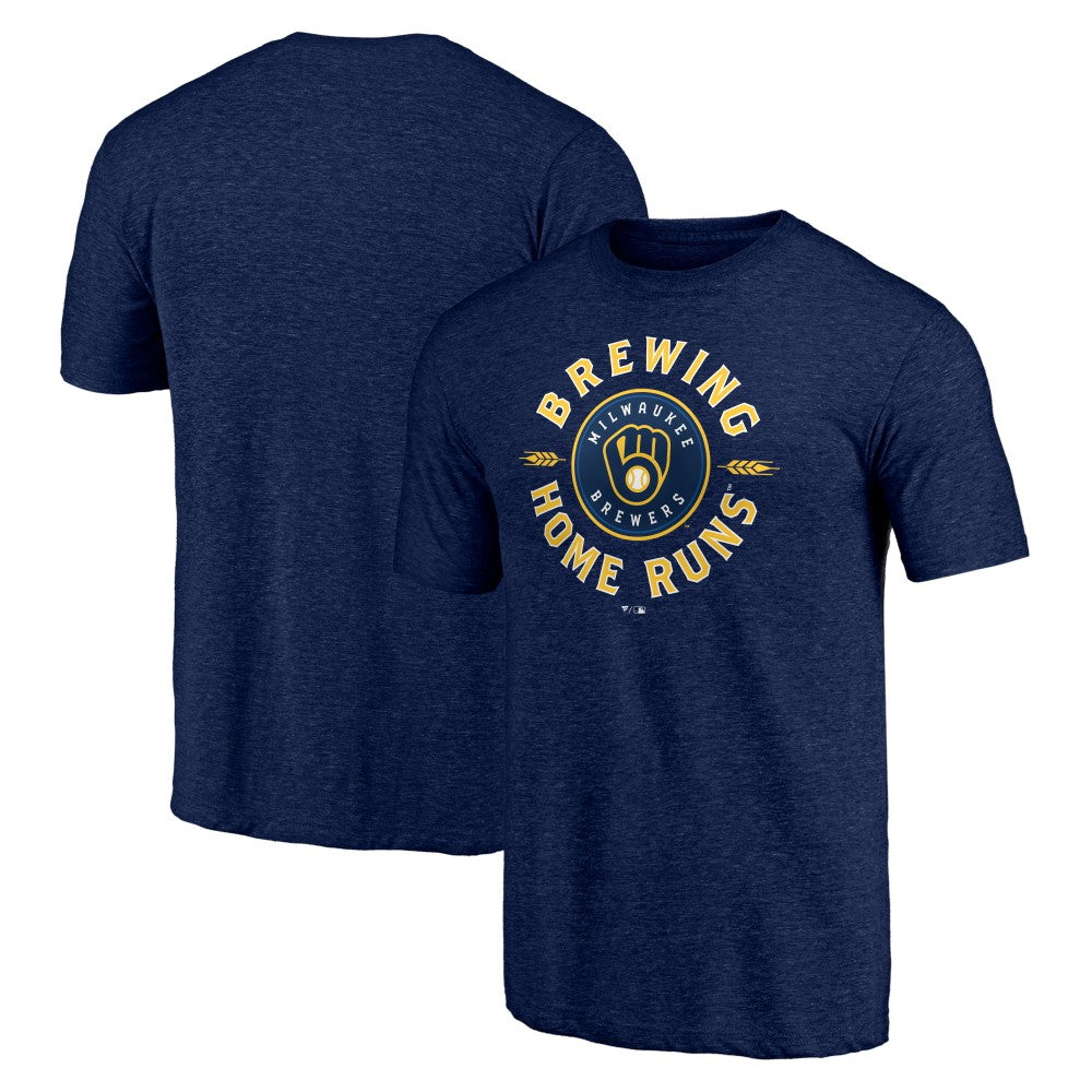 Milwaukee Brewers Hometown Collection Brewing Up Tri-Blend T-Shirt Heather Navy