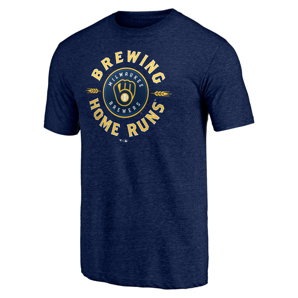 Milwaukee Brewers Hometown Collection Brewing Up Tri-Blend T-Shirt Heather Navy