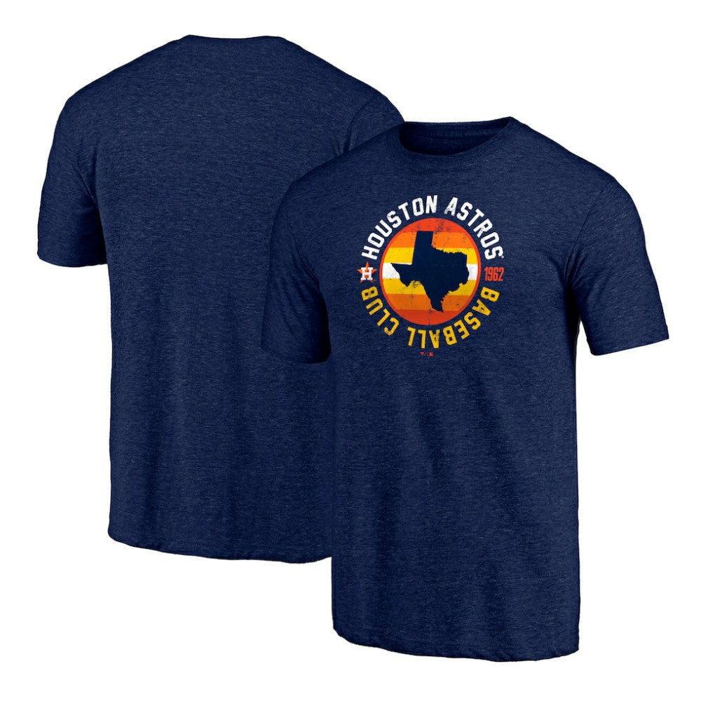 Houston Astros Hometown Collection Texas Seal Tri-Blend T-Shirt Heather Navy