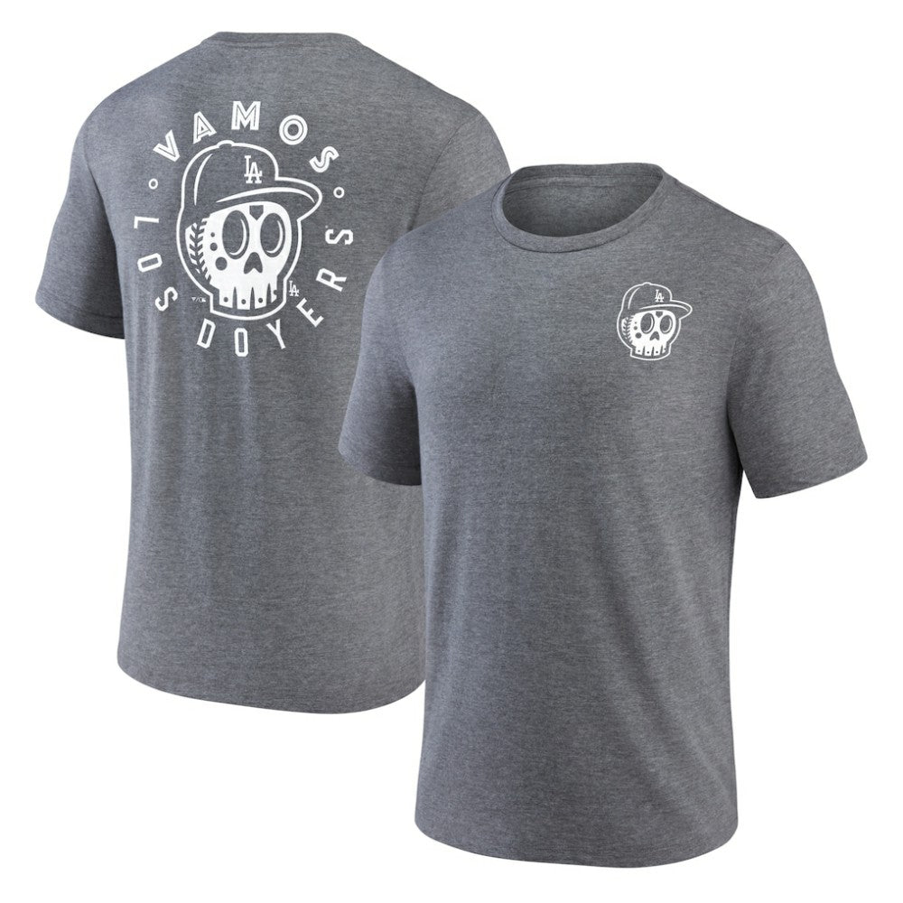 Los Angeles Dodgers Hometown Collection Sugar Skull Tri-Blend T-Shirt Heather Gray