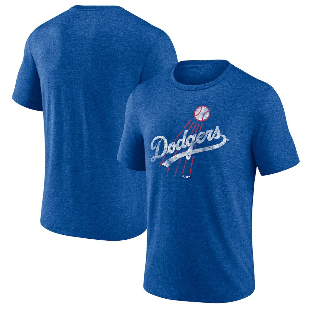 Los Angeles Dodgers Cooperstown Collection Throwback Logo Tri-Blend T-Shirt Heather Royal