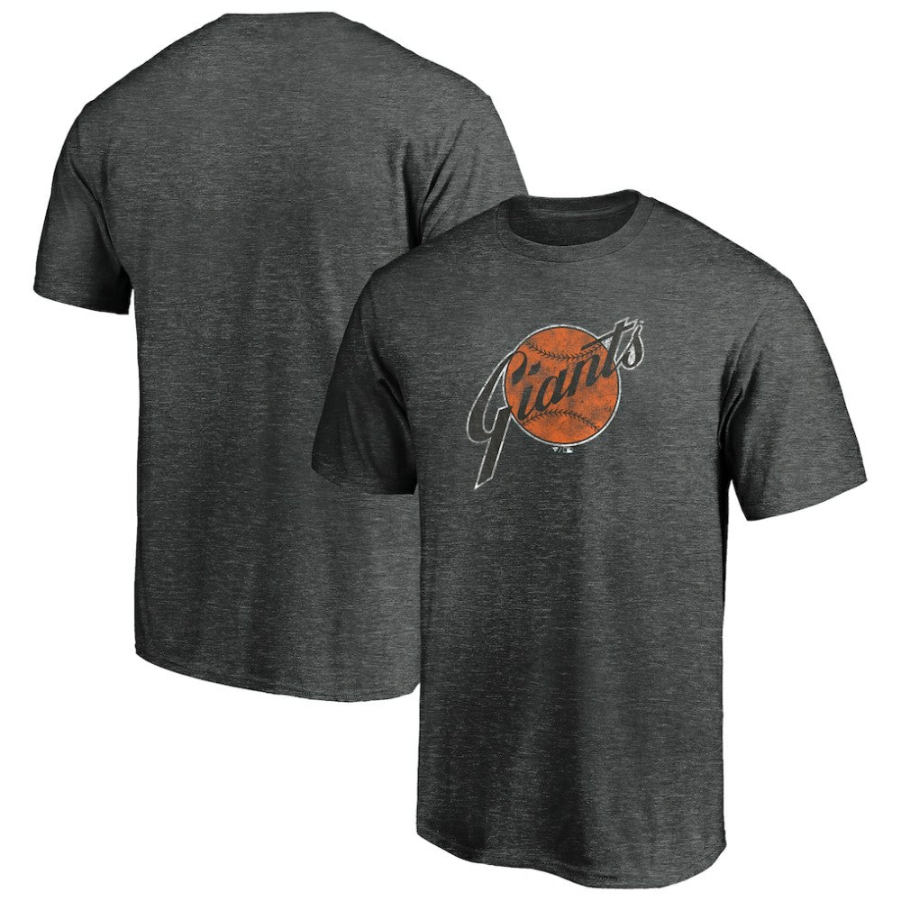San Francisco Giants Cooperstown Collection Throwback Logo Tri-Blend T-Shirt Heather Charcoal