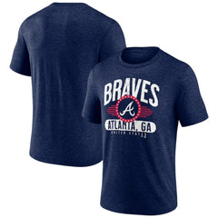 Atlanta Braves Badge of Honor Tri-Blend T-Shirt Heather Navy