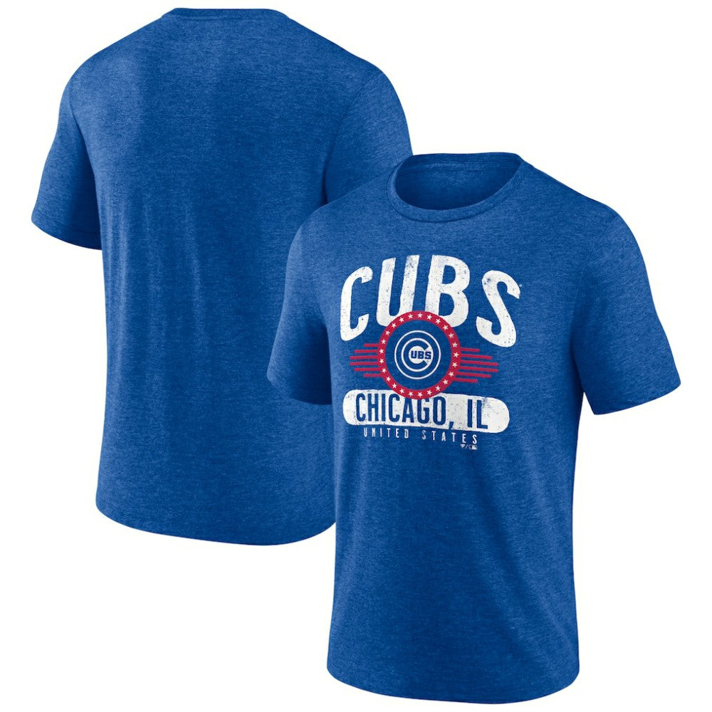 Chicago Cubs Badge of Honor Tri-Blend T-Shirt Heather Royal