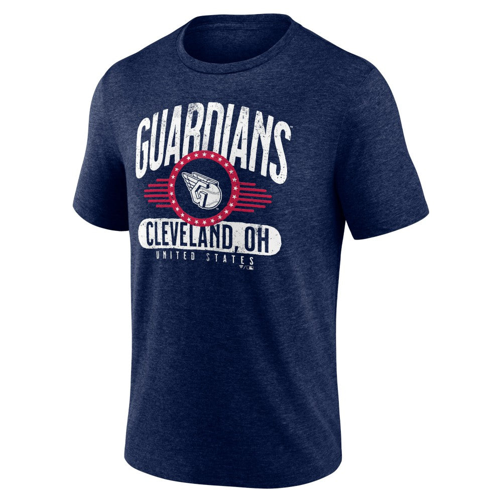 Cleveland Guardians Badge of Honor Tri-Blend T-Shirt Heather Navy