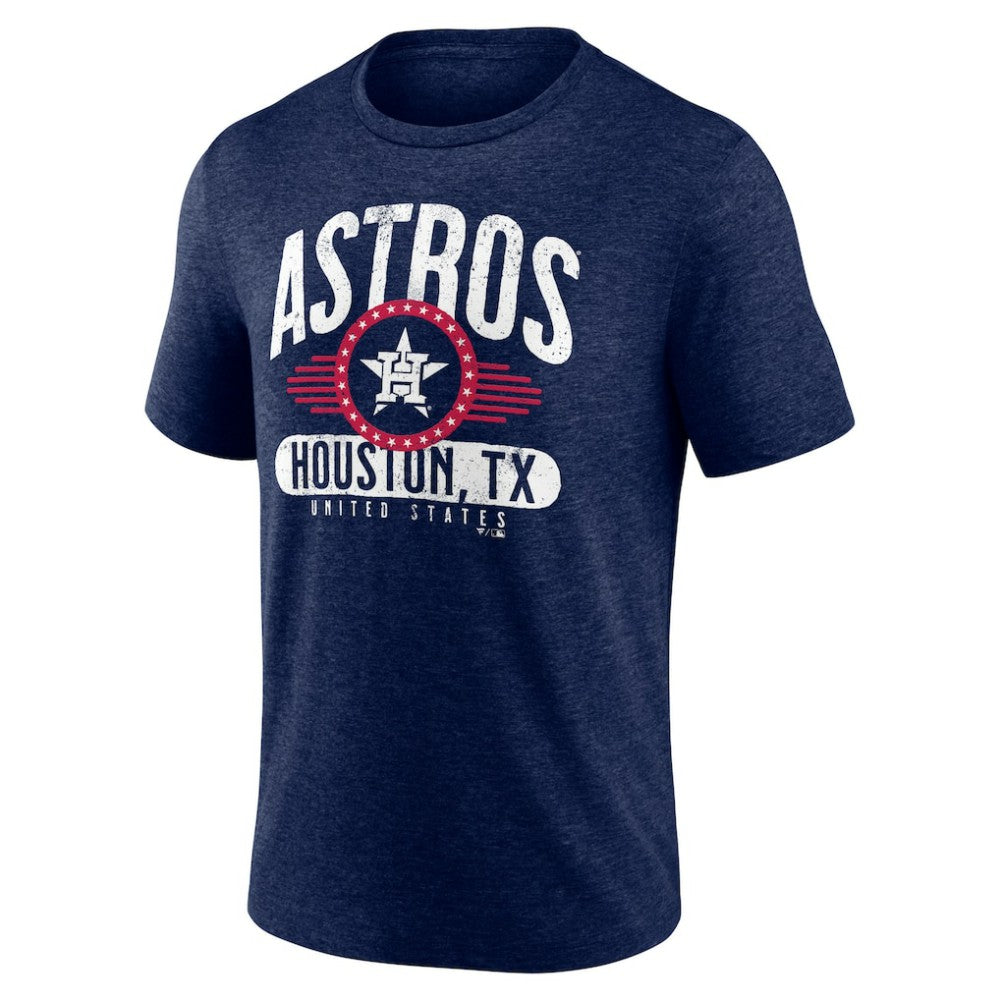 Houston Astros Badge of Honor Tri-Blend T-Shirt Heather Navy