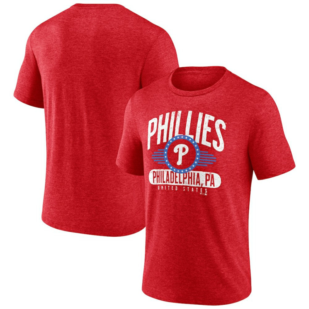 Philadelphia Phillies Badge of Honor Tri-Blend T-Shirt Heather Red