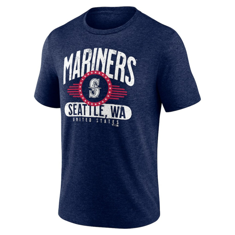 Seattle Mariners Badge of Honor Tri-Blend T-Shirt Heather Navy