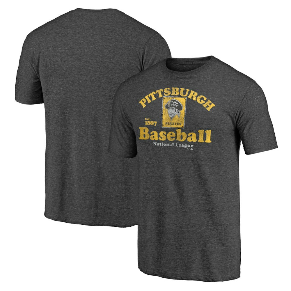 Pittsburgh Pirates Cooperstown Collection Our Game Tri-Blend T-Shirt Heather Charcoal