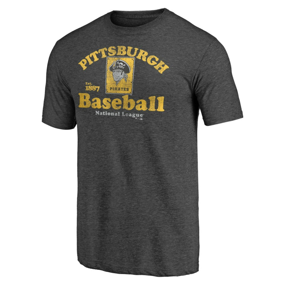 Pittsburgh Pirates Cooperstown Collection Our Game Tri-Blend T-Shirt Heather Charcoal