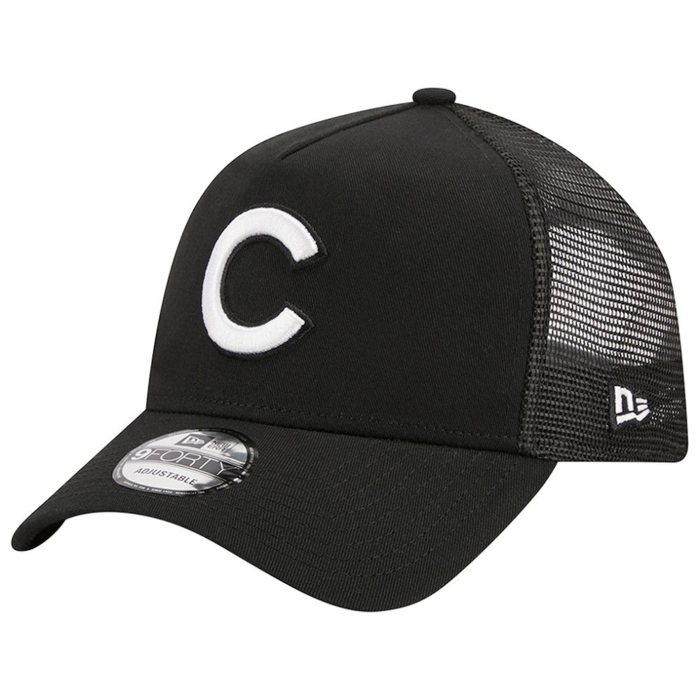 Chicago Cubs A-Frame 9FORTY Trucker Adjustable Hat Black | New Era