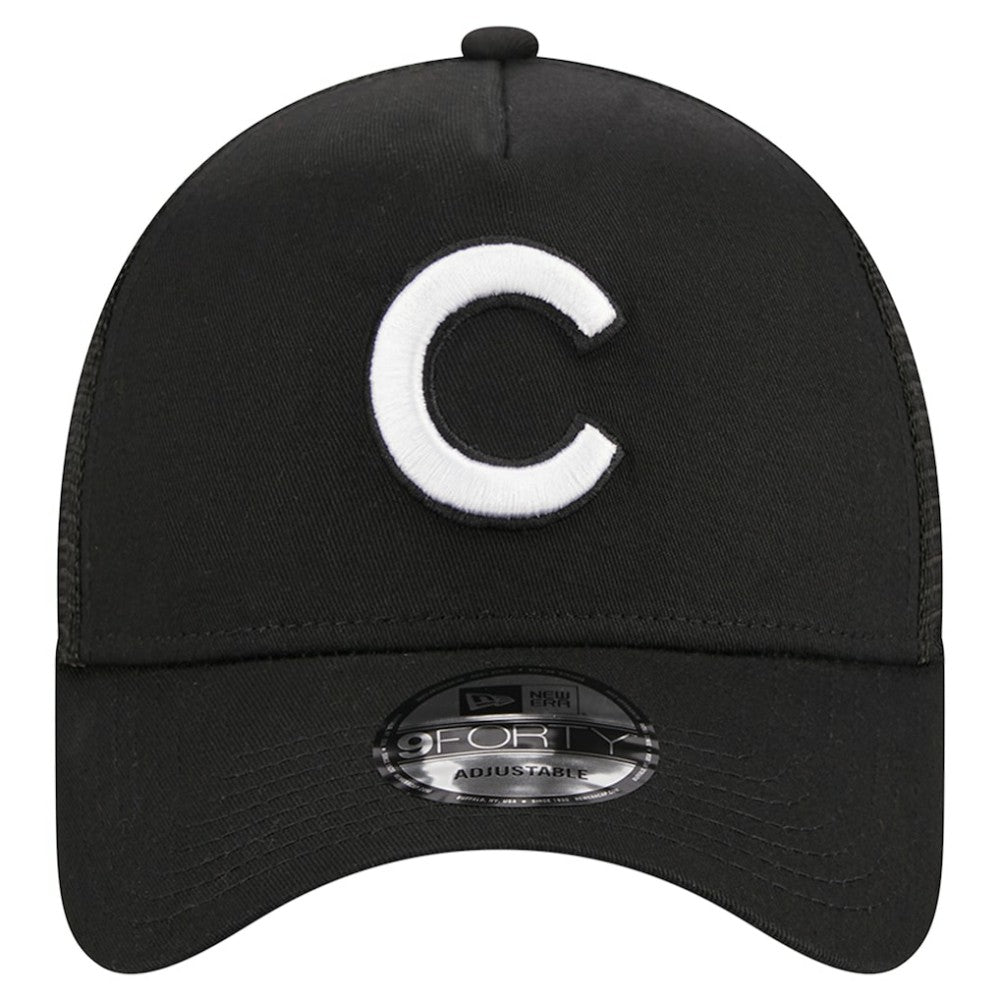 Chicago Cubs A-Frame 9FORTY Trucker Adjustable Hat Black | New Era