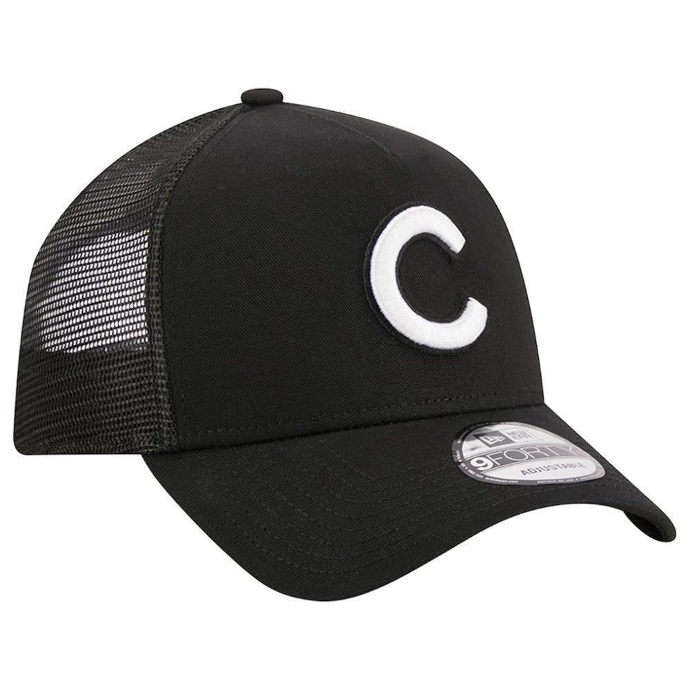 Chicago Cubs A-Frame 9FORTY Trucker Adjustable Hat Black | New Era