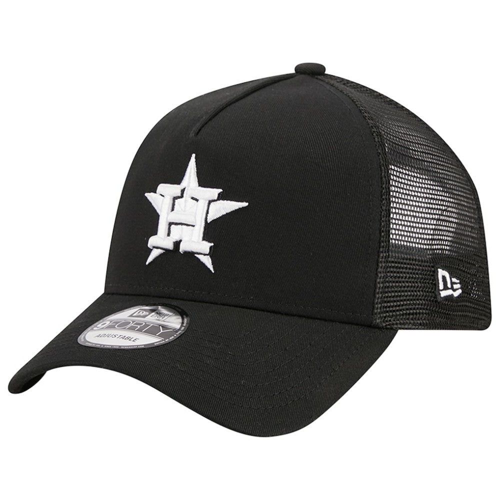 Houston Astros A-Frame 9FORTY Trucker Adjustable Hat Black | New Era
