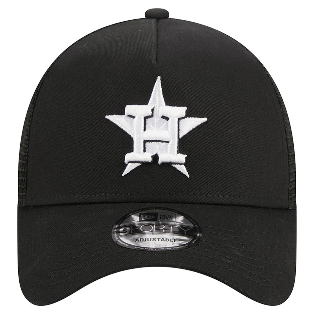 Houston Astros A-Frame 9FORTY Trucker Adjustable Hat Black | New Era