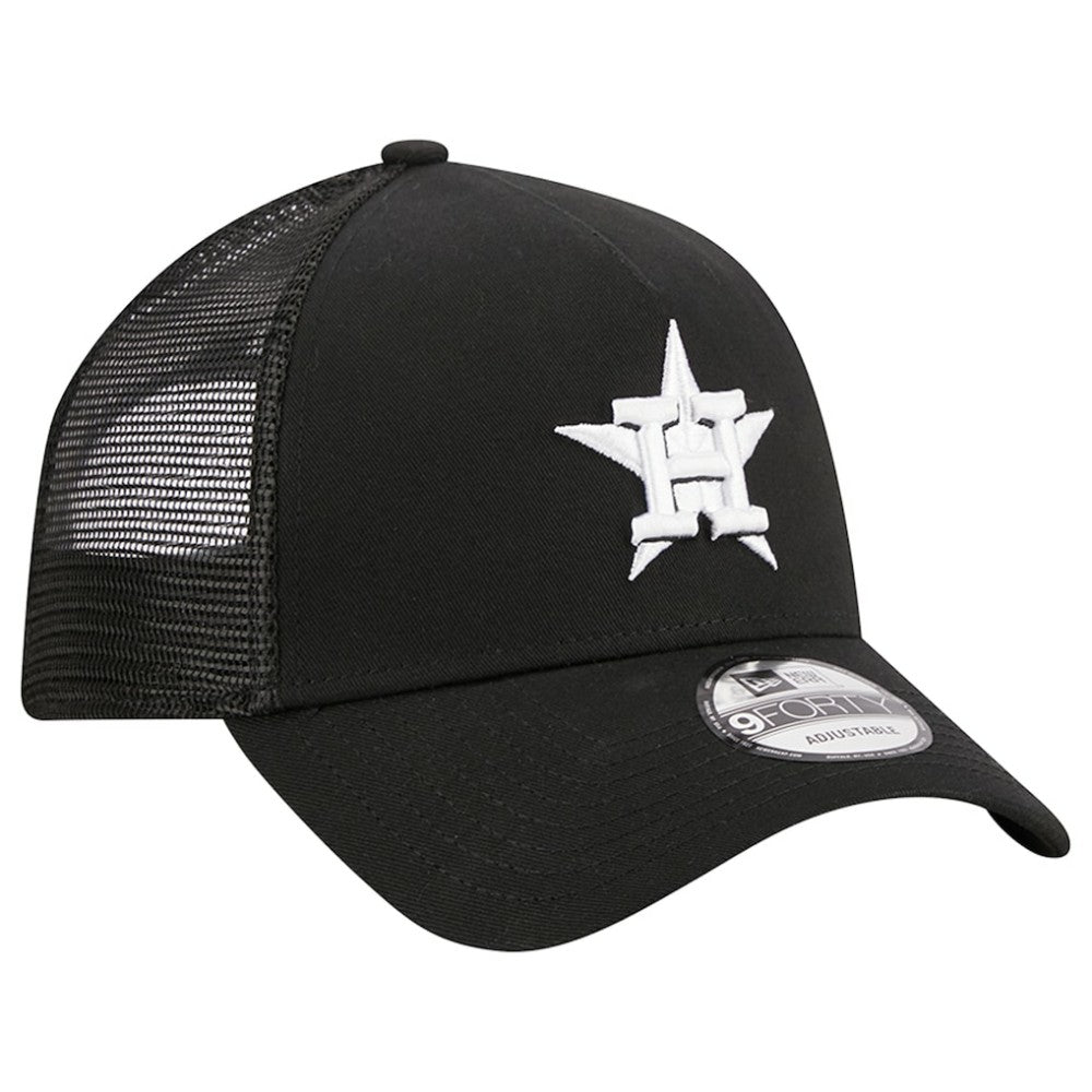 Houston Astros A-Frame 9FORTY Trucker Adjustable Hat Black | New Era