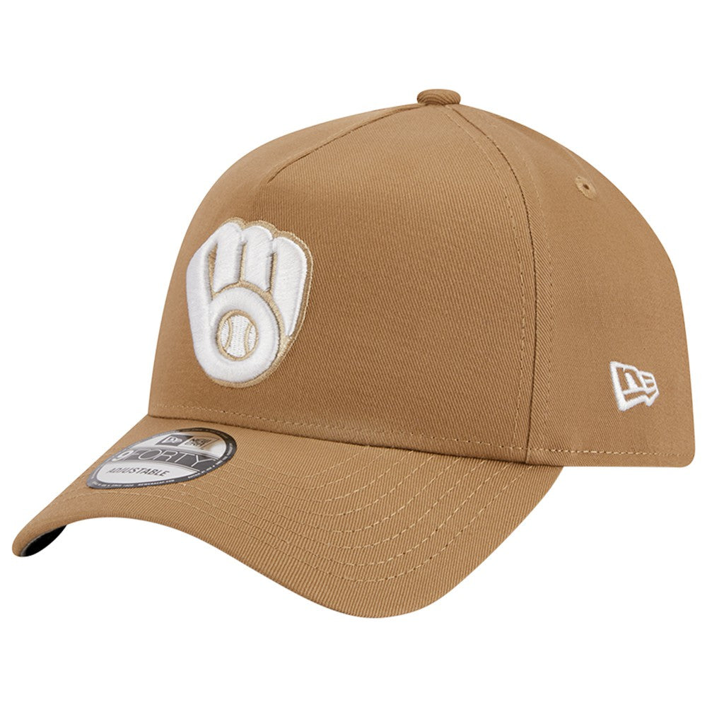 Milwaukee Brewers A-Frame 9FORTY Adjustable Hat Khaki | New Era