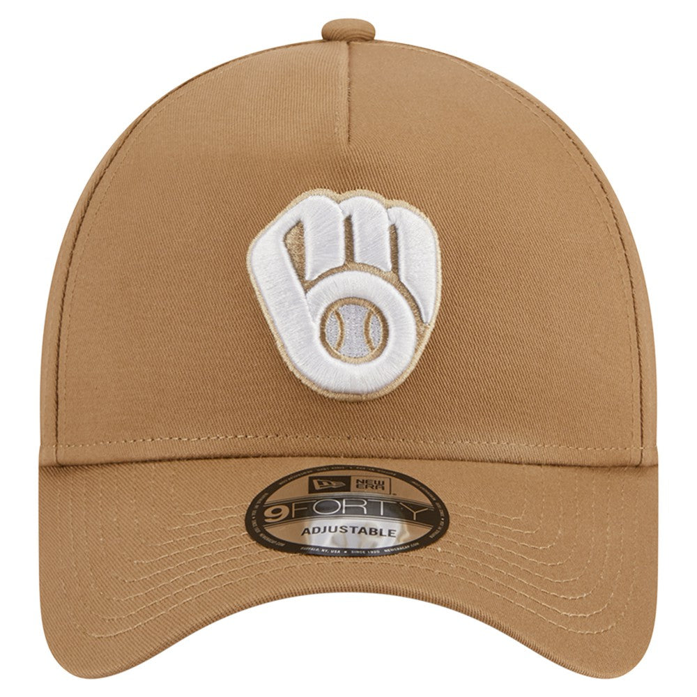 Milwaukee Brewers A-Frame 9FORTY Adjustable Hat Khaki | New Era