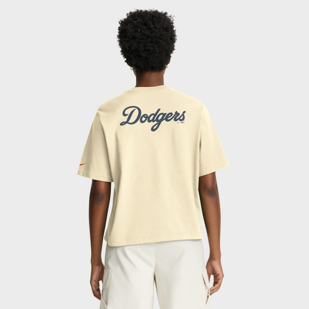 Los Angeles Dodgers Women's City Connect Pocket Boxy T-Shirt Cream | Nike