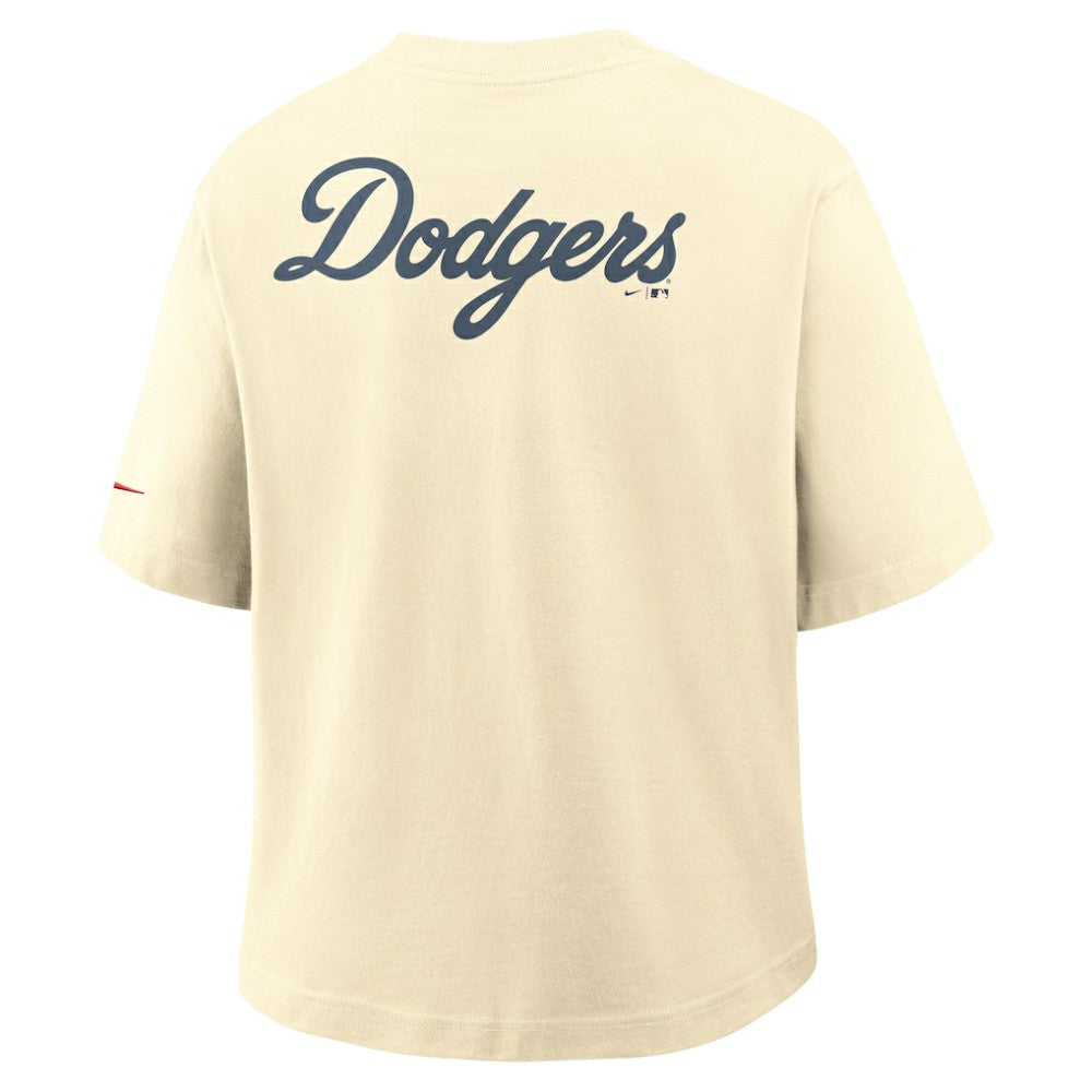 Los Angeles Dodgers Women's City Connect Pocket Boxy T-Shirt Cream | Nike
