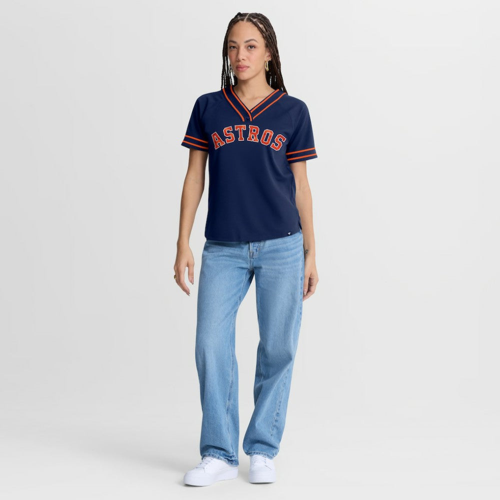 Houston Astros Women's Diva Race Ahead Raglan V-Neck T-Shirt Navy