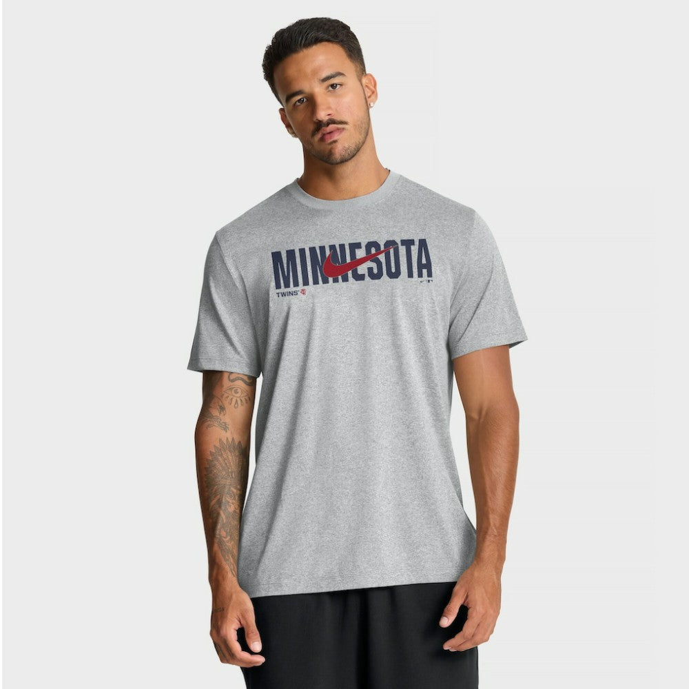 Minnesota Twins Swoosh Legend Dri-FIT T-Shirt Heather Gray | Nike